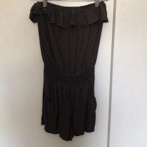 Brown strapless romper